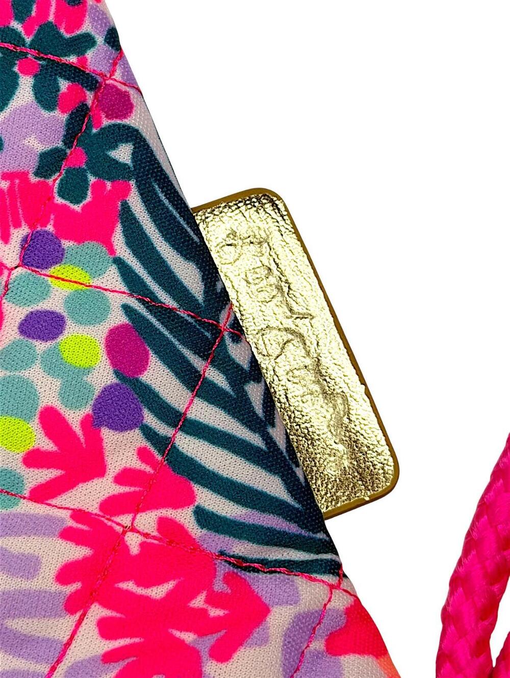 Lilly Pulitzer Quilted Floral Drawstring Backpack in Pink, Teal, and Green - Picture 2 of 5